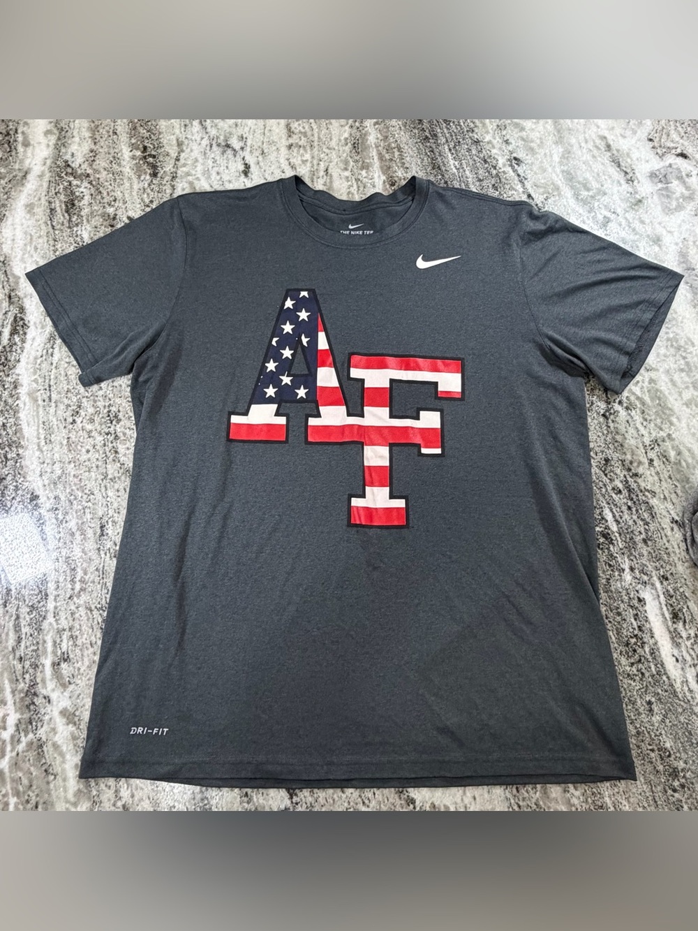 Nike Men's Black Tee with American Flag Air Force Graphic